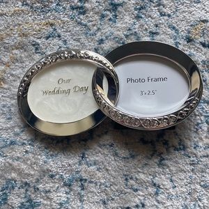 Never used wedding day photo frame 3x2.5” silver